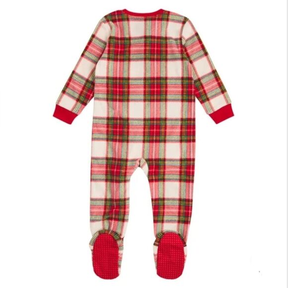 Eddie Bauer Toddler 18M Footed Sleeper Red Plaid Zip Pajamas Christmas Truck NWT - Picture 4 of 6